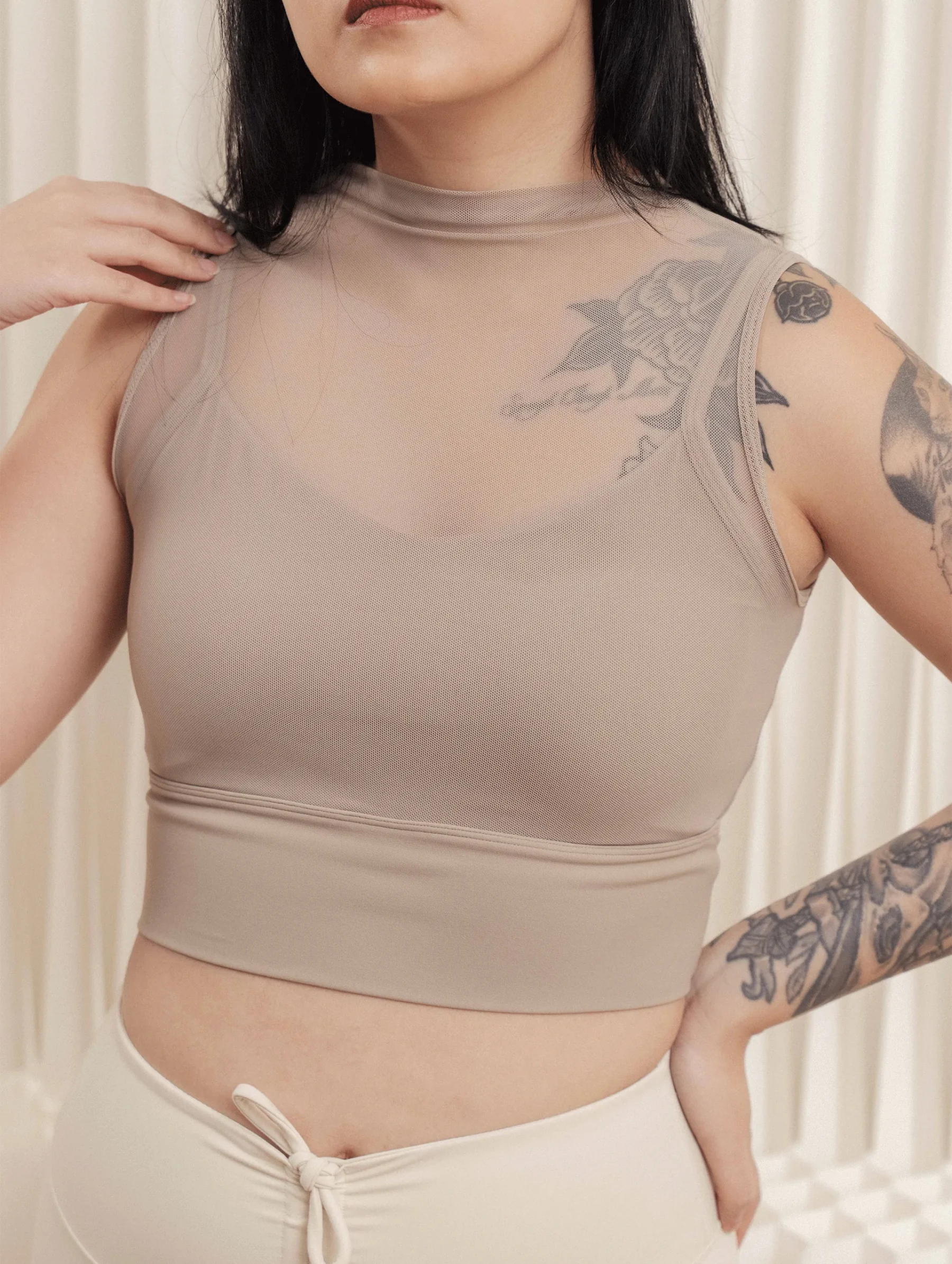 High-Neck-Sheer-Mesh-Sleeveless-Bra